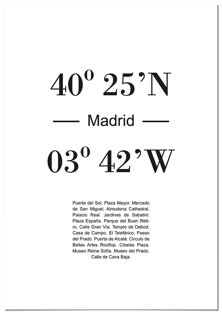Cuadro Coordenadas de Madrid Home & Living 