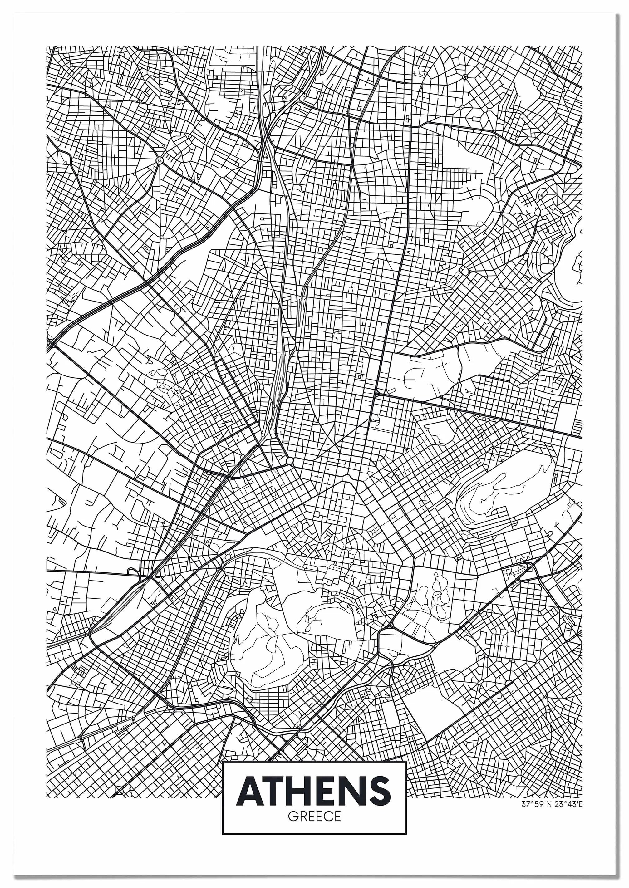 Cuadro Mapa Atenas freeshipping - Home and Living