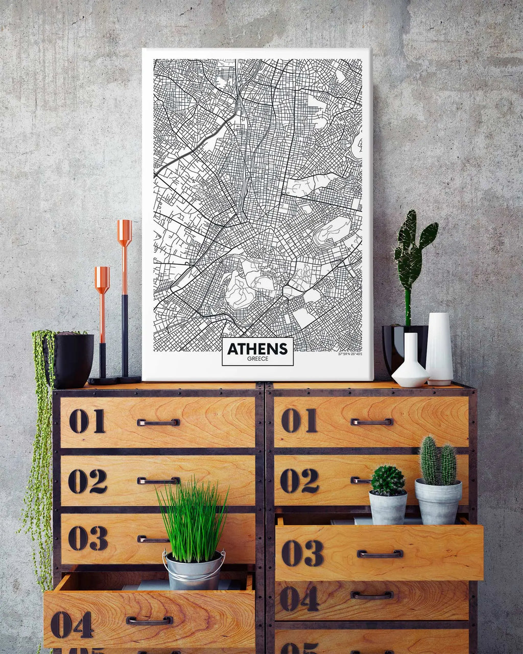 Cuadro Mapa Atenas freeshipping - Home and Living