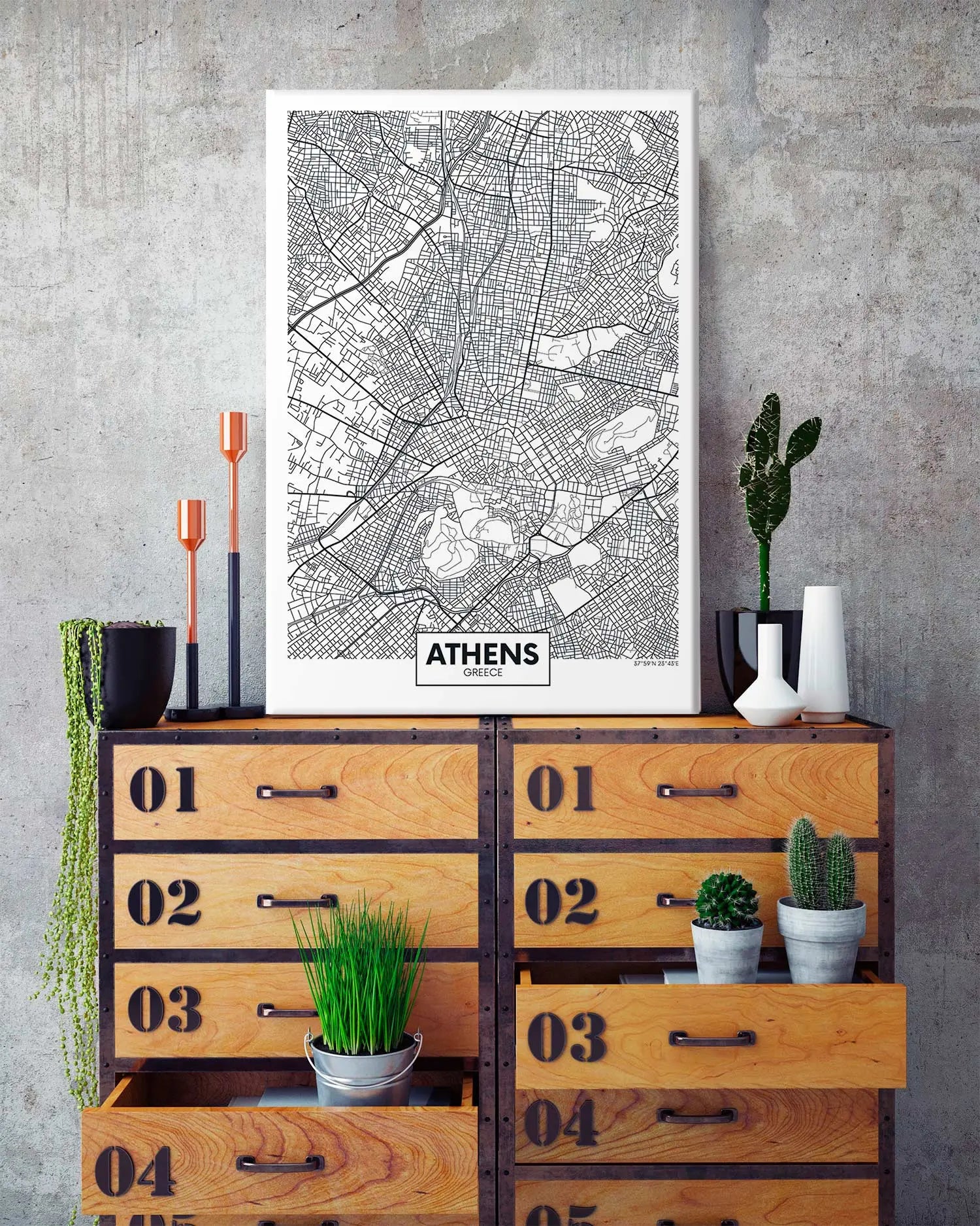 Cuadro Mapa Atenas freeshipping - Home and Living