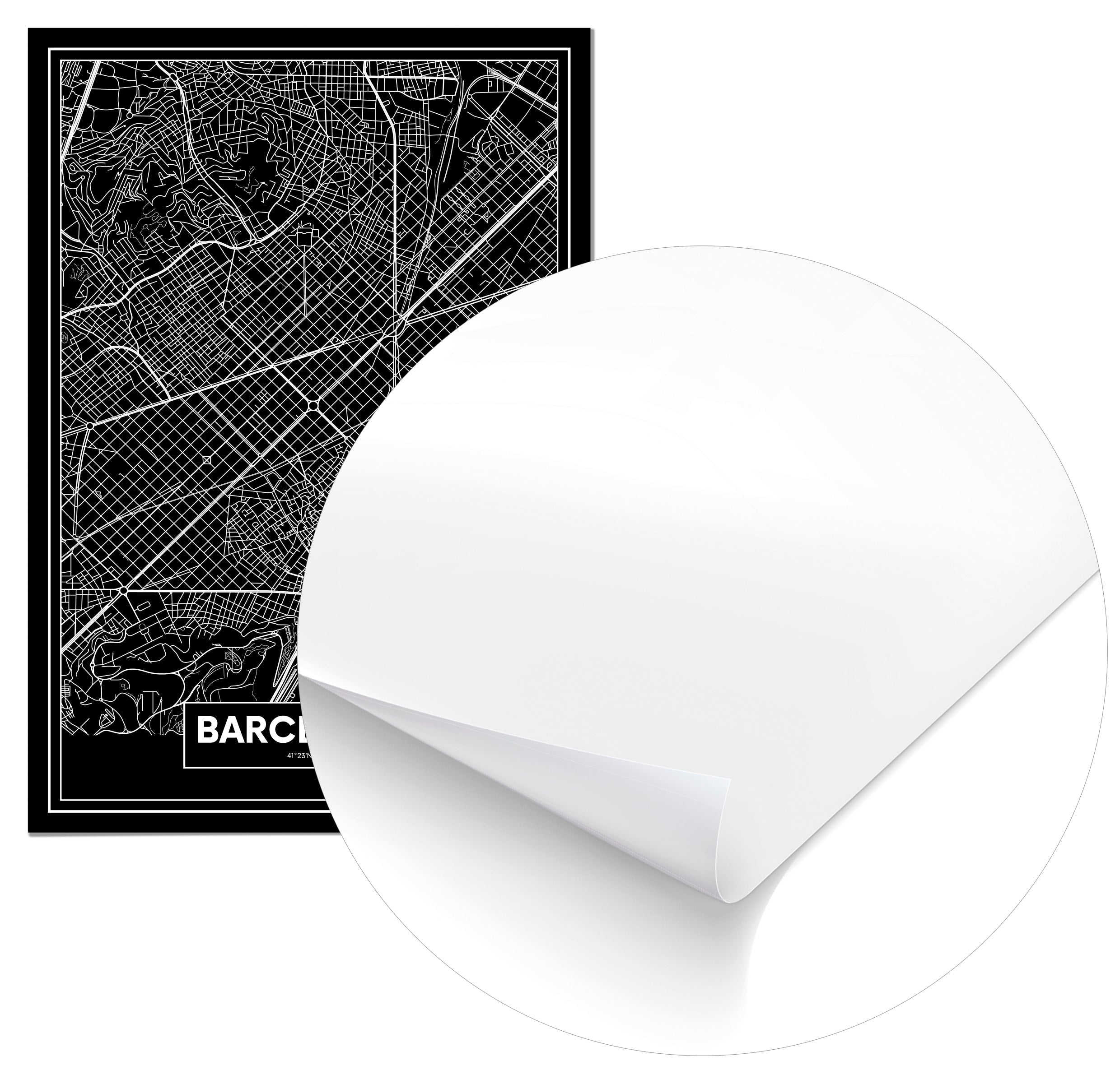 Cuadro Mapa Barcelona Color Negro Home & Living 