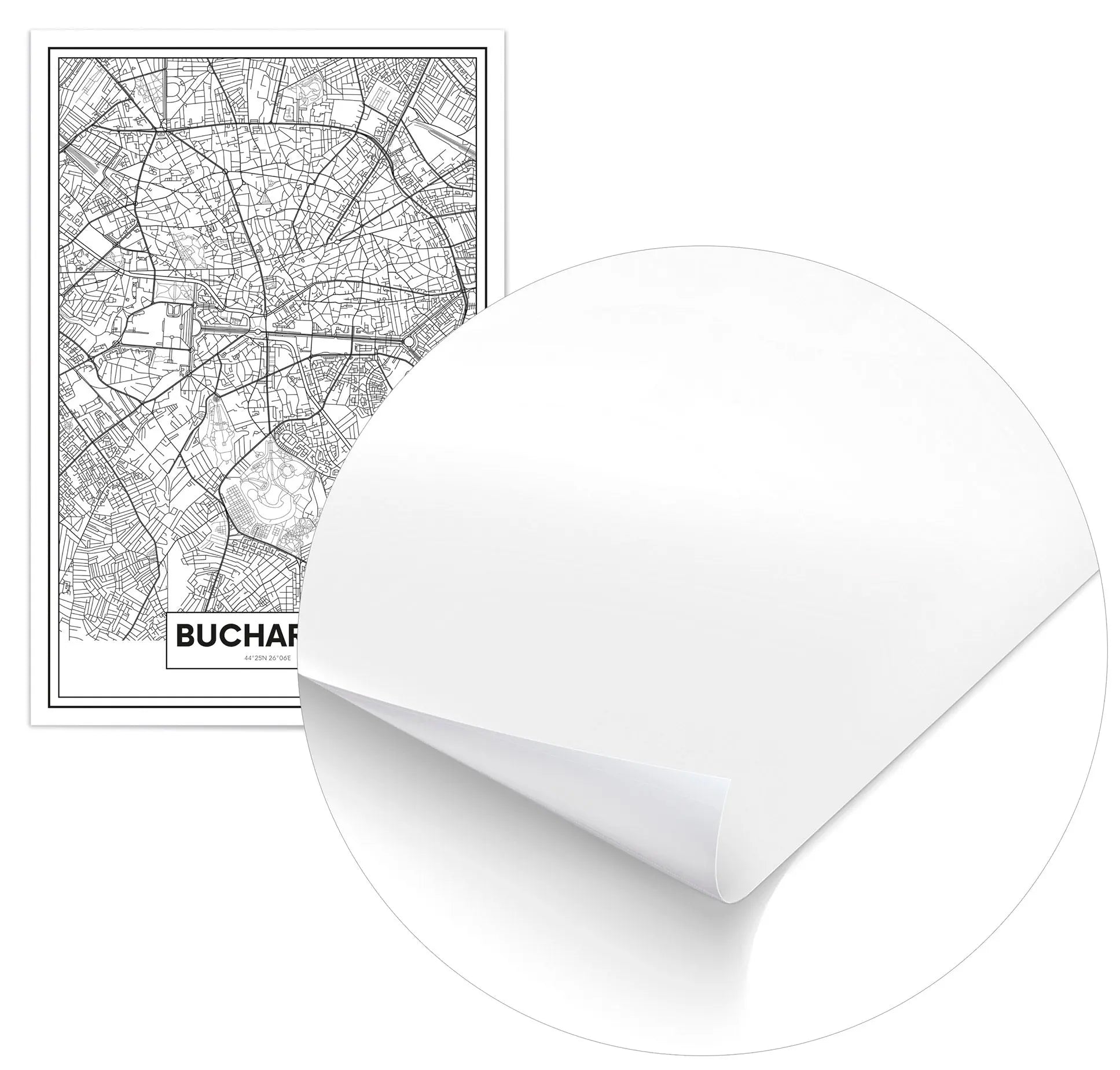 Cuadro Mapa Bucarest Home & Living Póster70x100cm