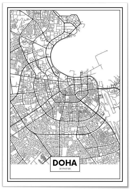 Cuadro Mapa Doha freeshipping - Home and Living