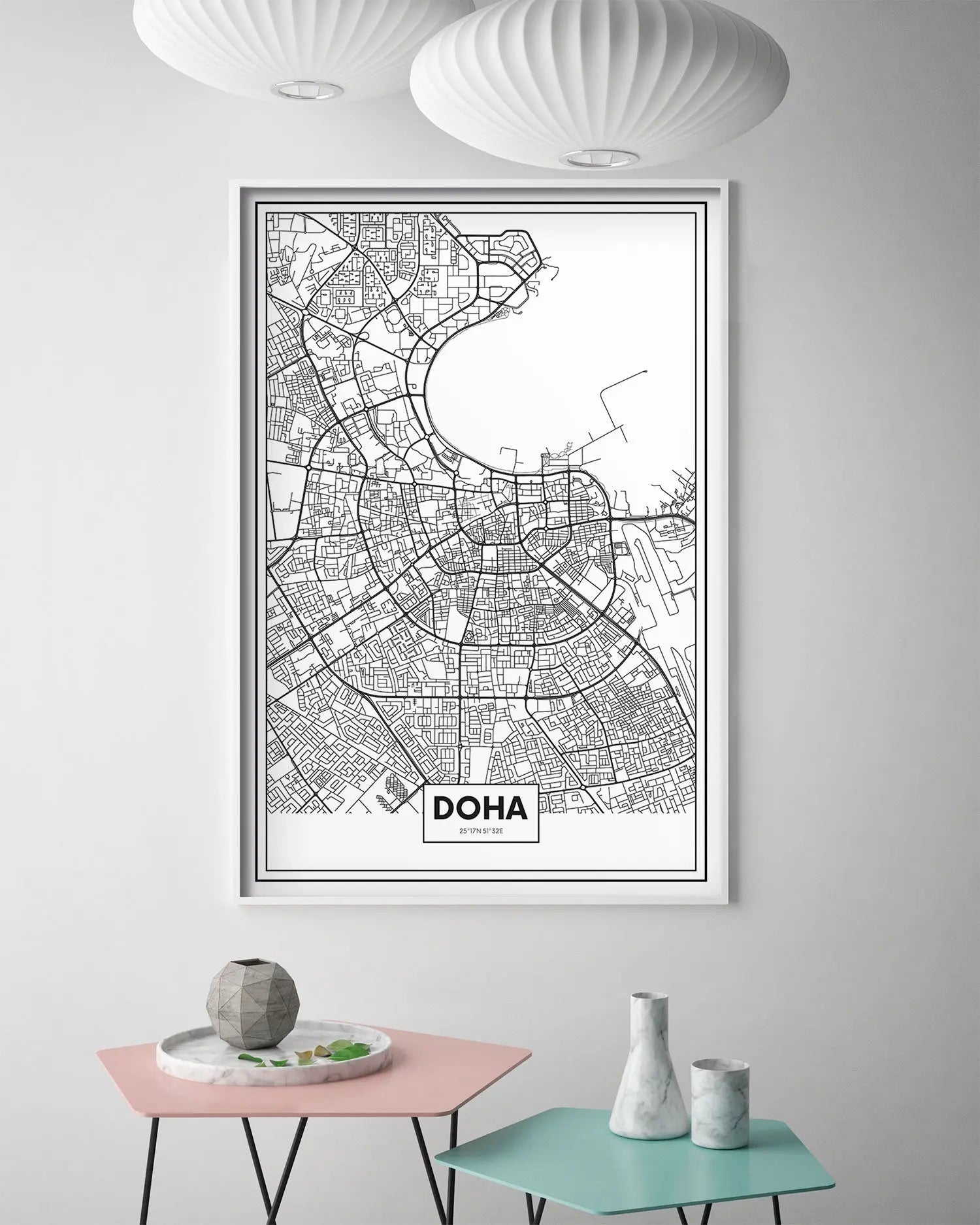 Cuadro Mapa Doha freeshipping - Home and Living