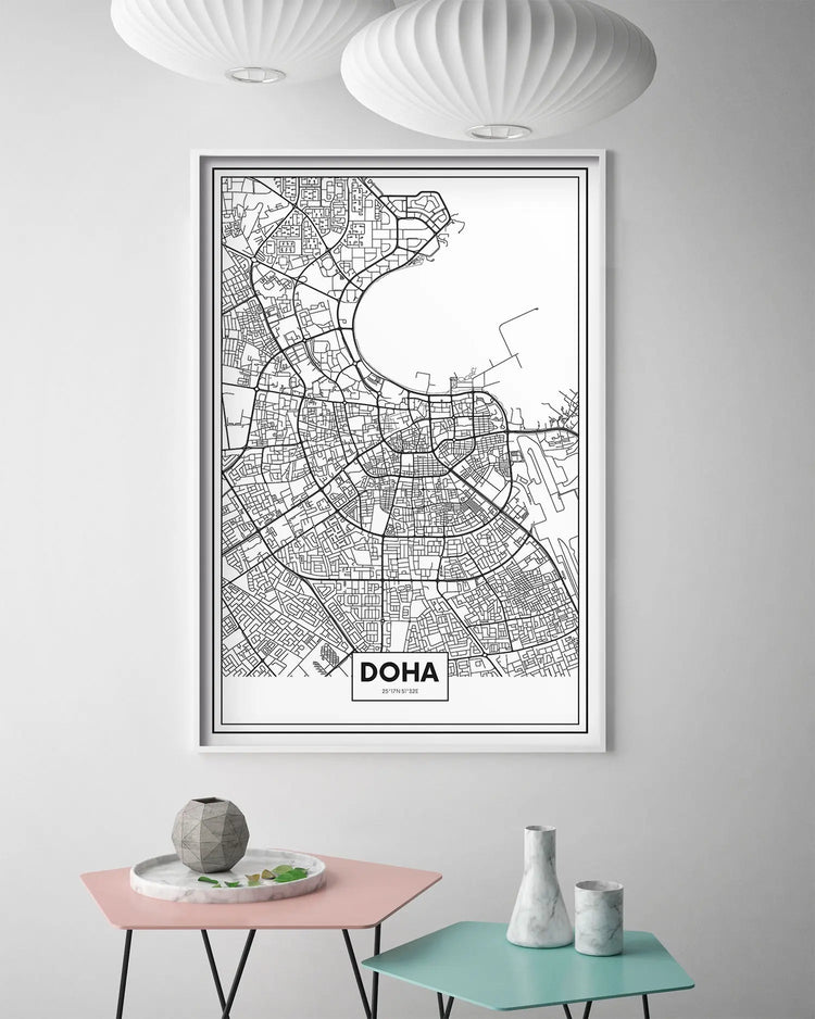 Cuadro Mapa Doha freeshipping - Home and Living