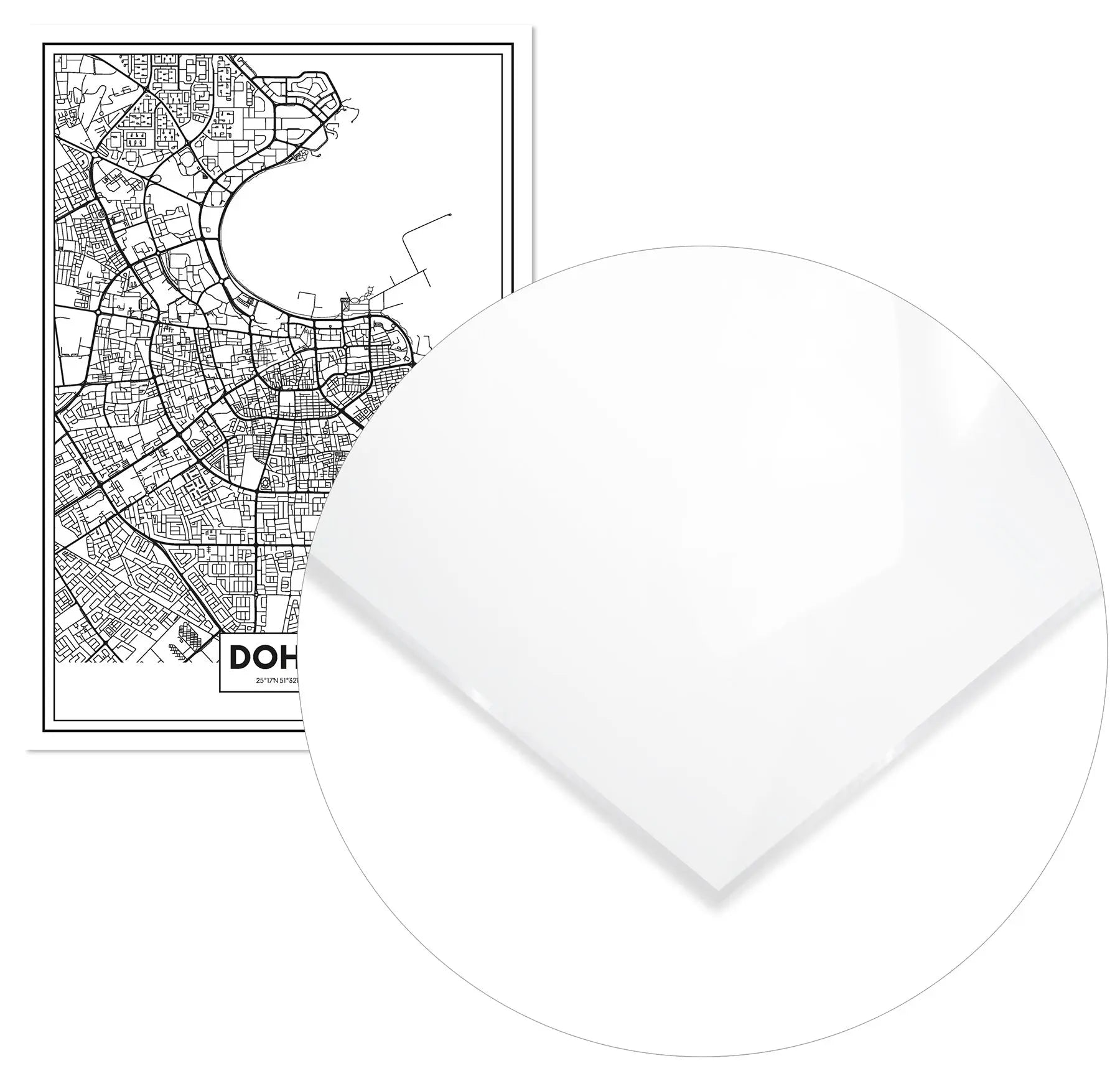 Cuadro Mapa Doha Home & Living MetacrilatoEnmarcado70x100cm