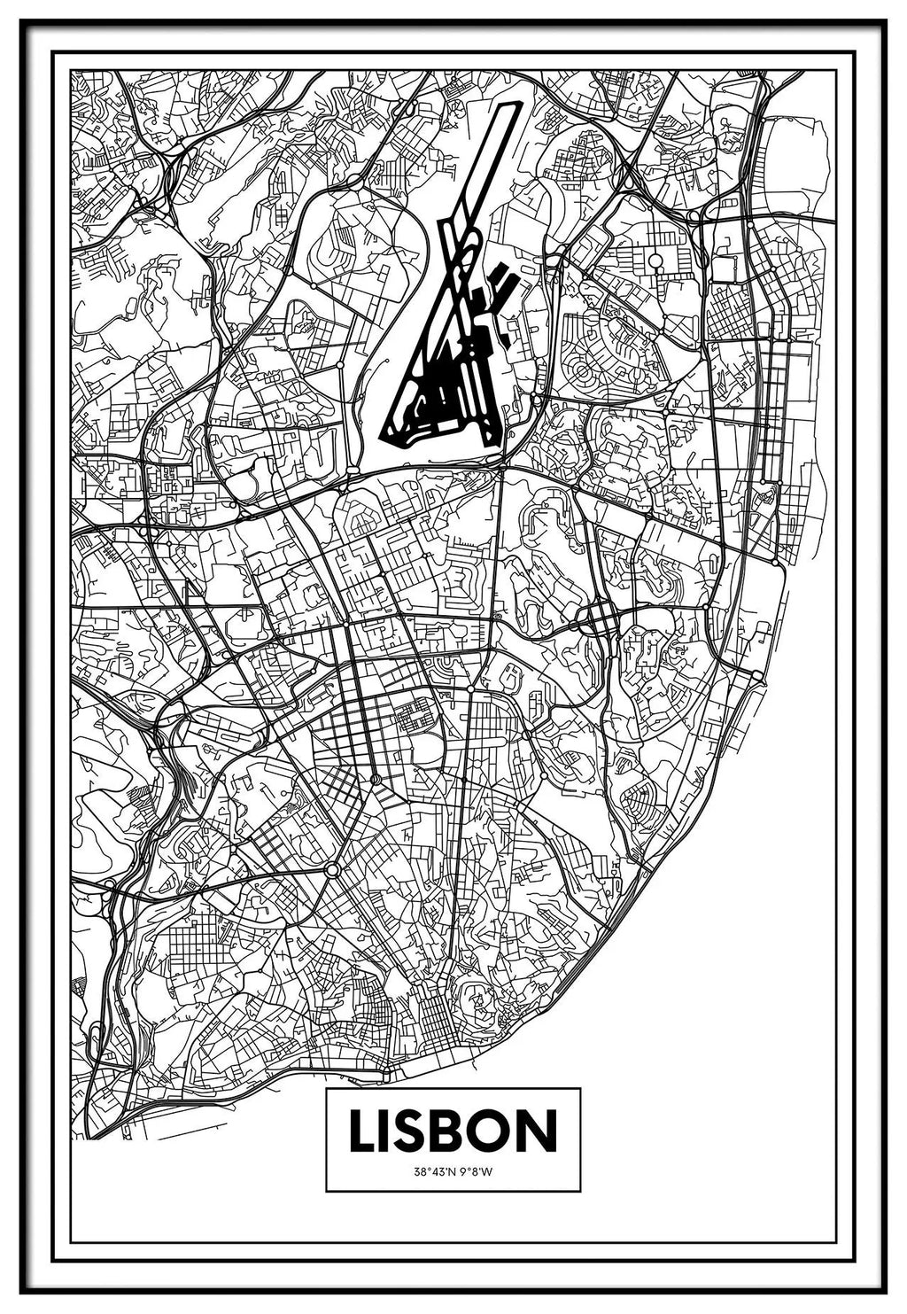 Cuadro Mapa Lisboa freeshipping - Home and Living