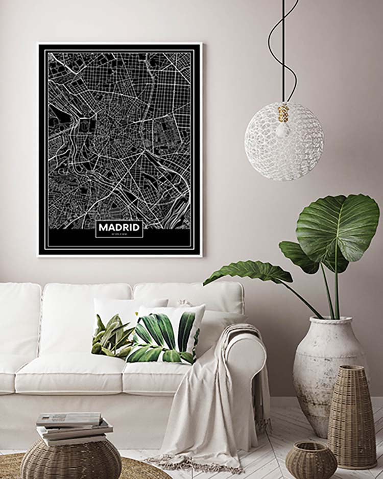Cuadro Mapa Madrid Color Negro Home & Living 