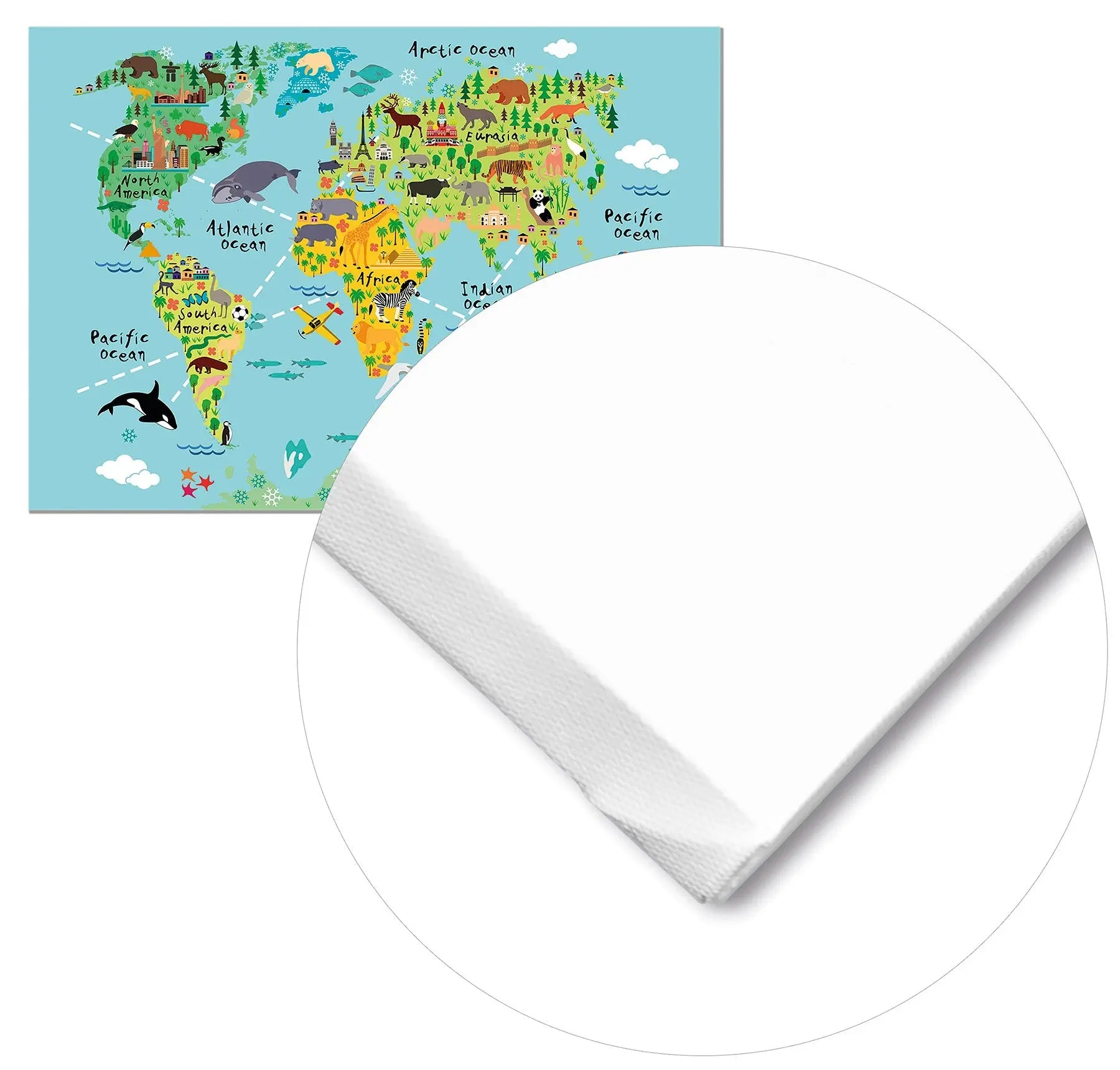 Cuadro Mapa Mundi Animales Home & Living Lienzo70x100cm