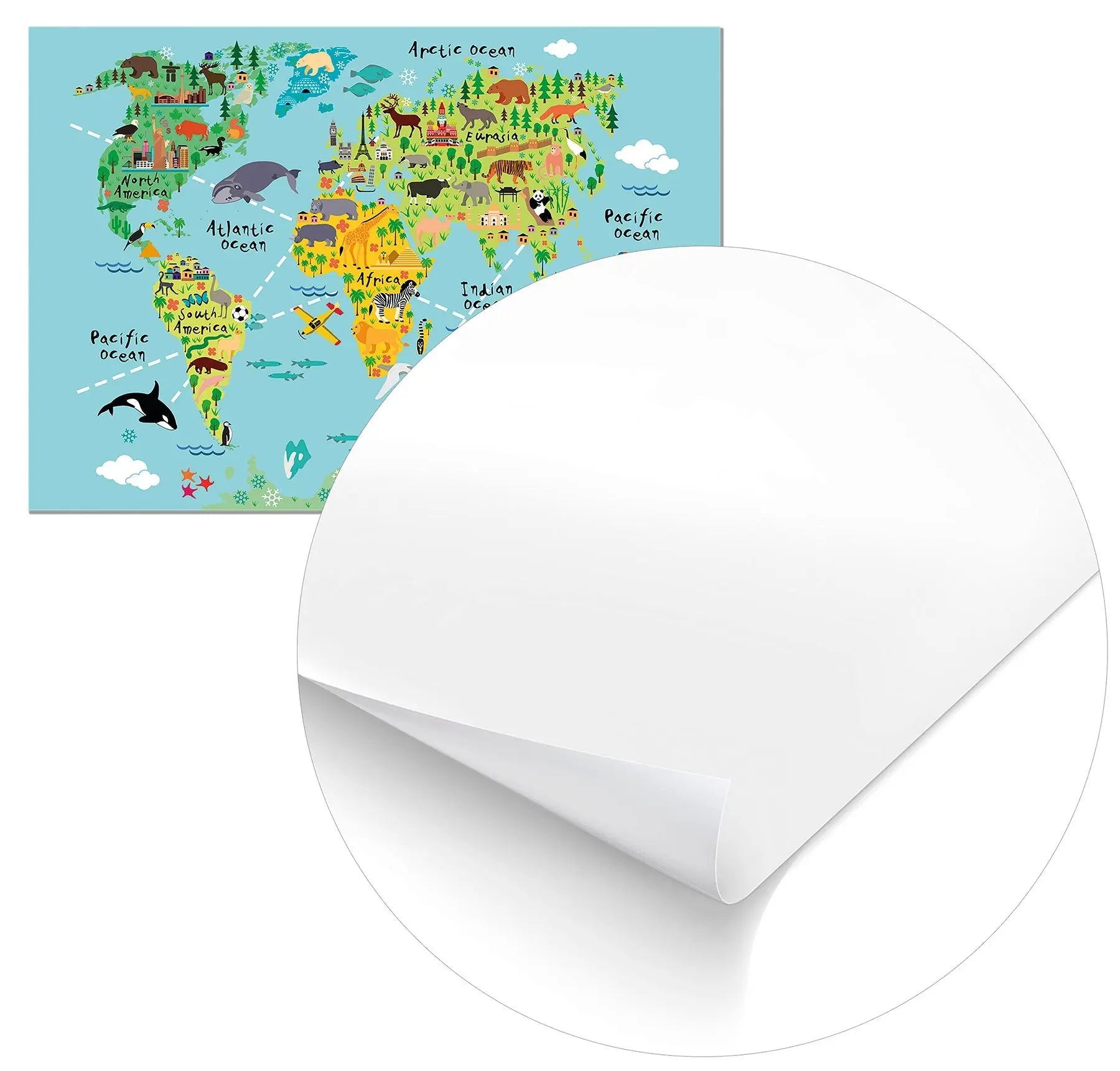 Cuadro Mapa Mundi Animales Home & Living Póster70x100cm