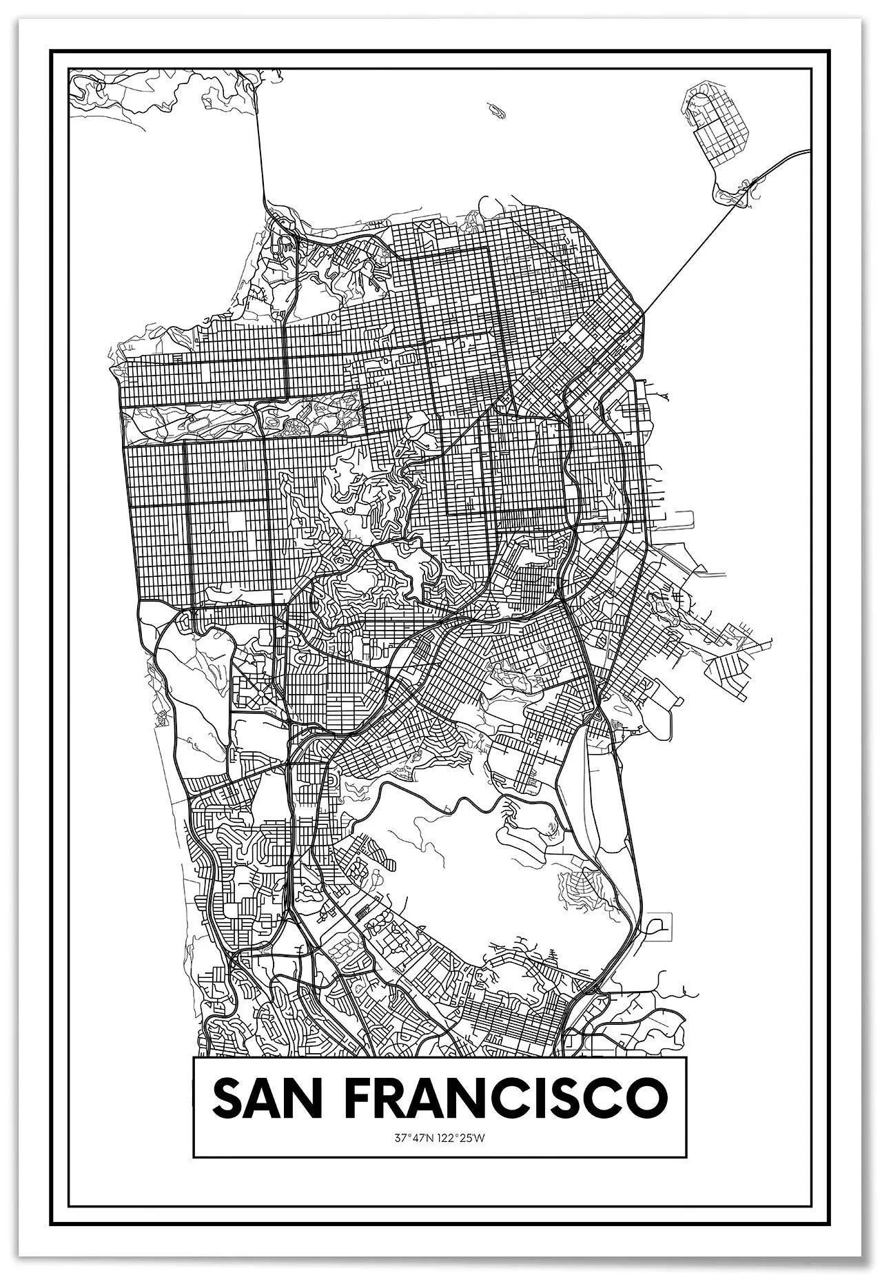 Cuadro Mapa San Francisco freeshipping - Home and Living