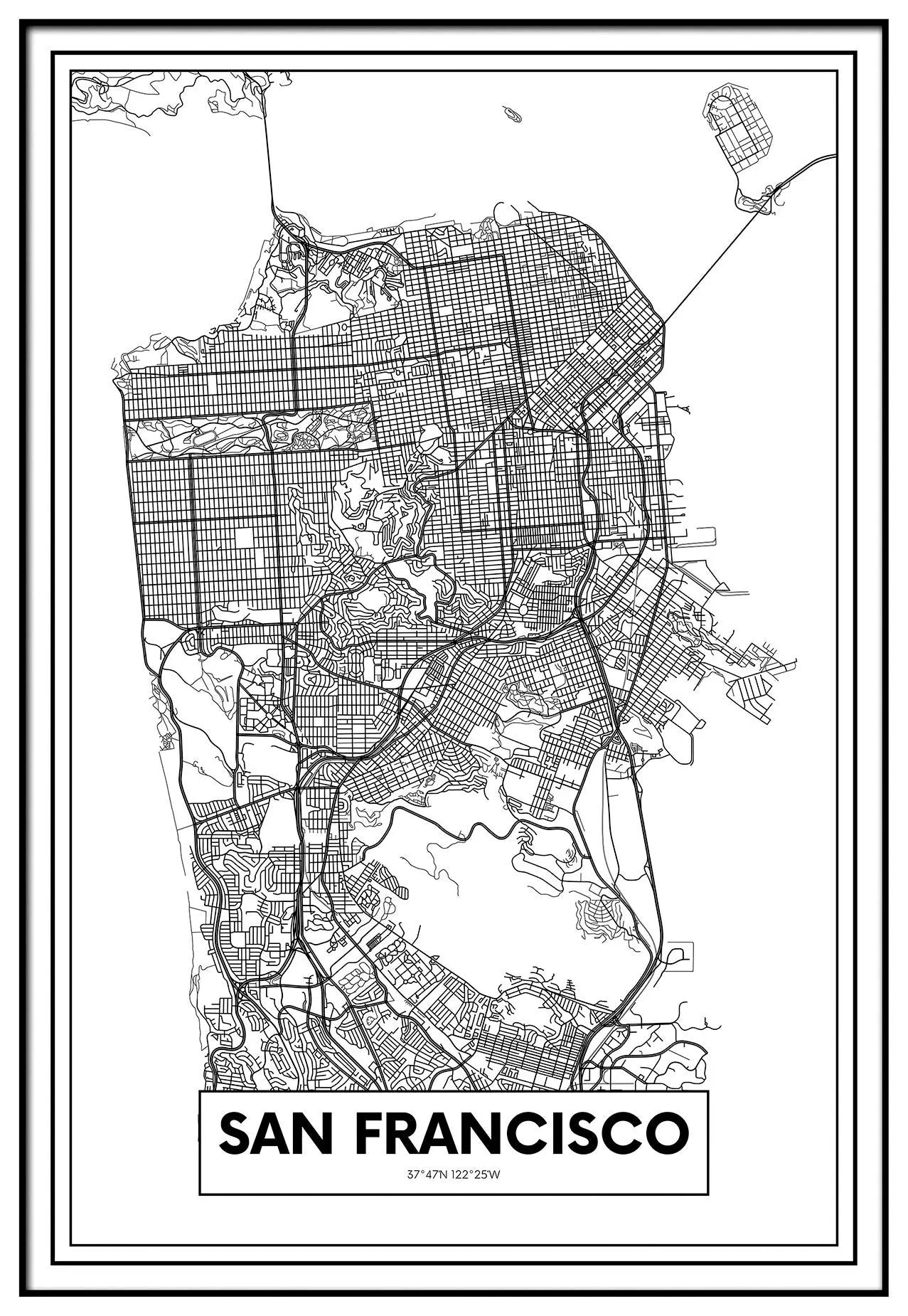 Cuadro Mapa San Francisco freeshipping - Home and Living