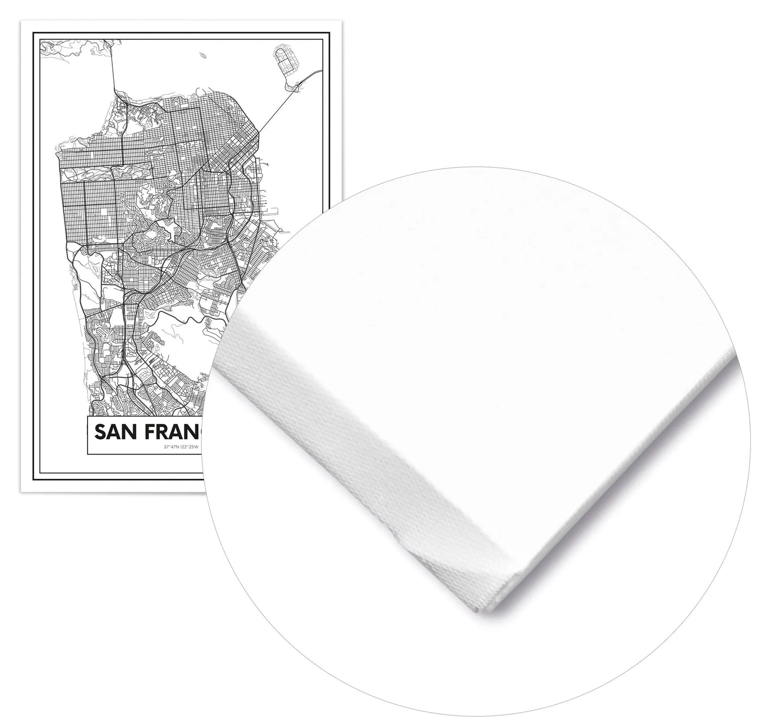 Cuadro Mapa San Francisco Home & Living Lienzo70x100cm