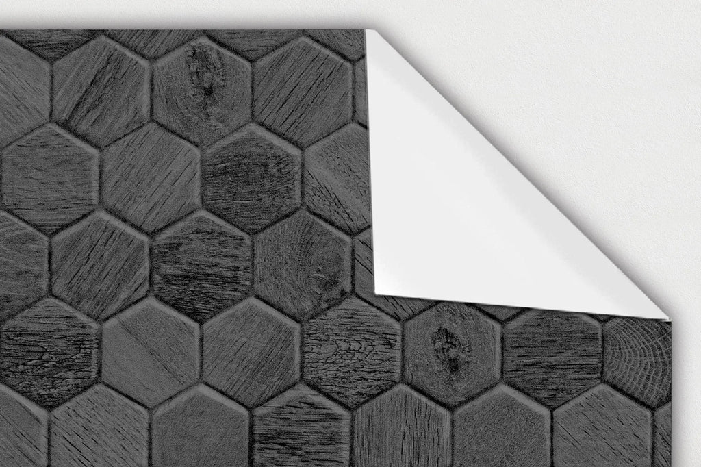 Frente de Cocina Azulejo Hexagonal Negro freeshipping - Home and Living