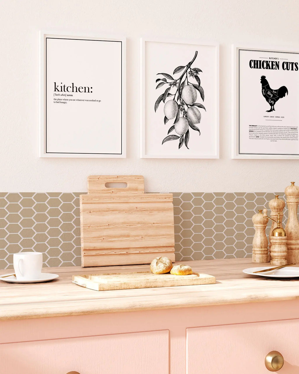 Frente de Cocina Azulejo Hexagonal Ocre freeshipping - Home and Living