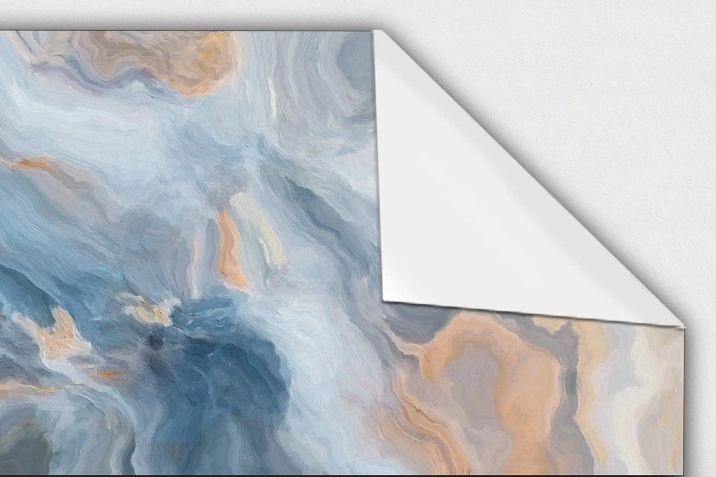 Frente de Cocina Mármol Azul y Naranja freeshipping - Home and Living