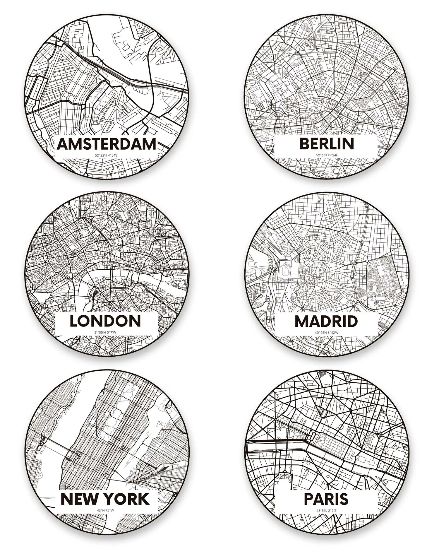 Posavasos Mapas de Ciudades Pack de 12 freeshipping - Home and Living