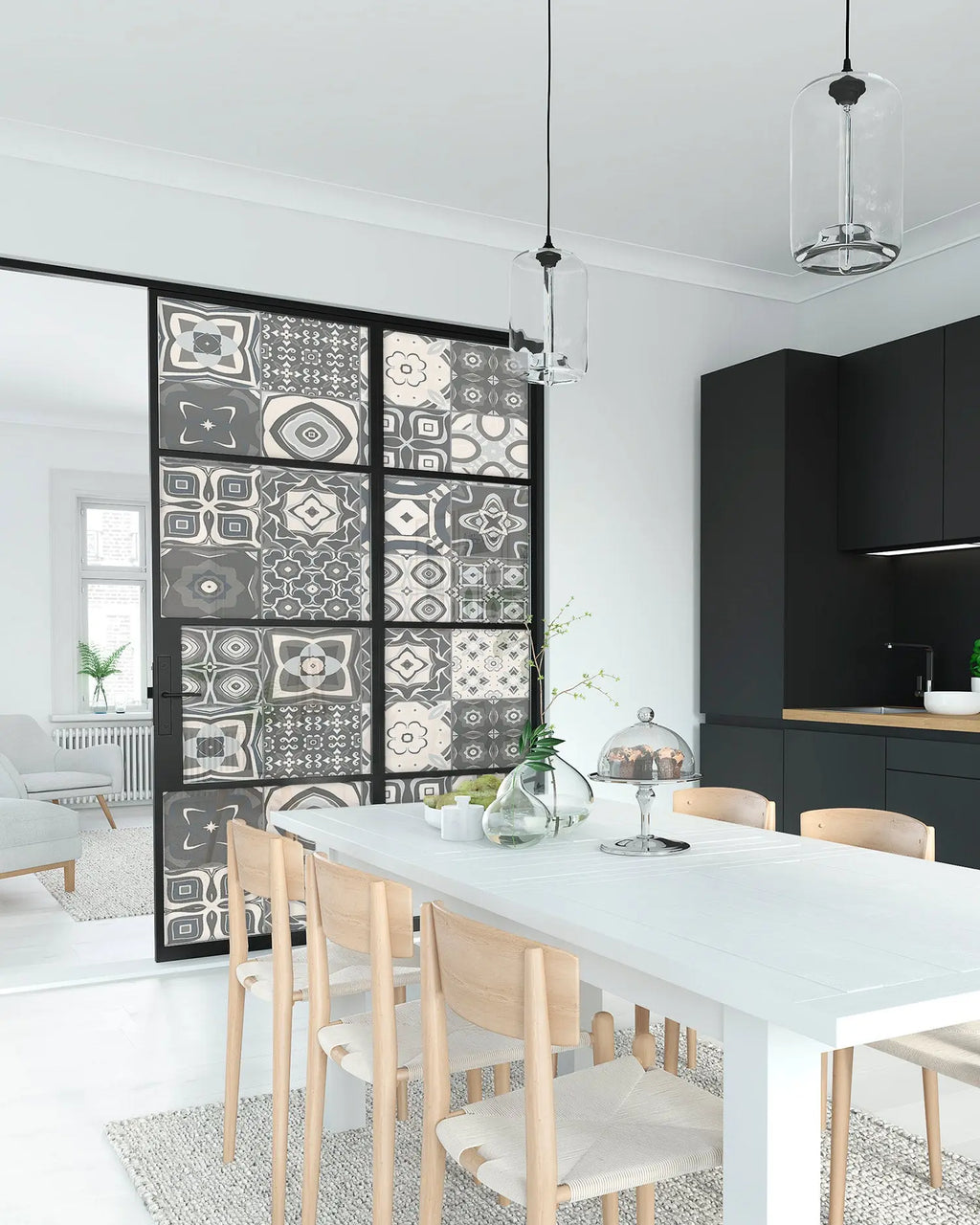 Vinilo para Ventanas Baldosa Hidráulico Gris freeshipping - Home and Living