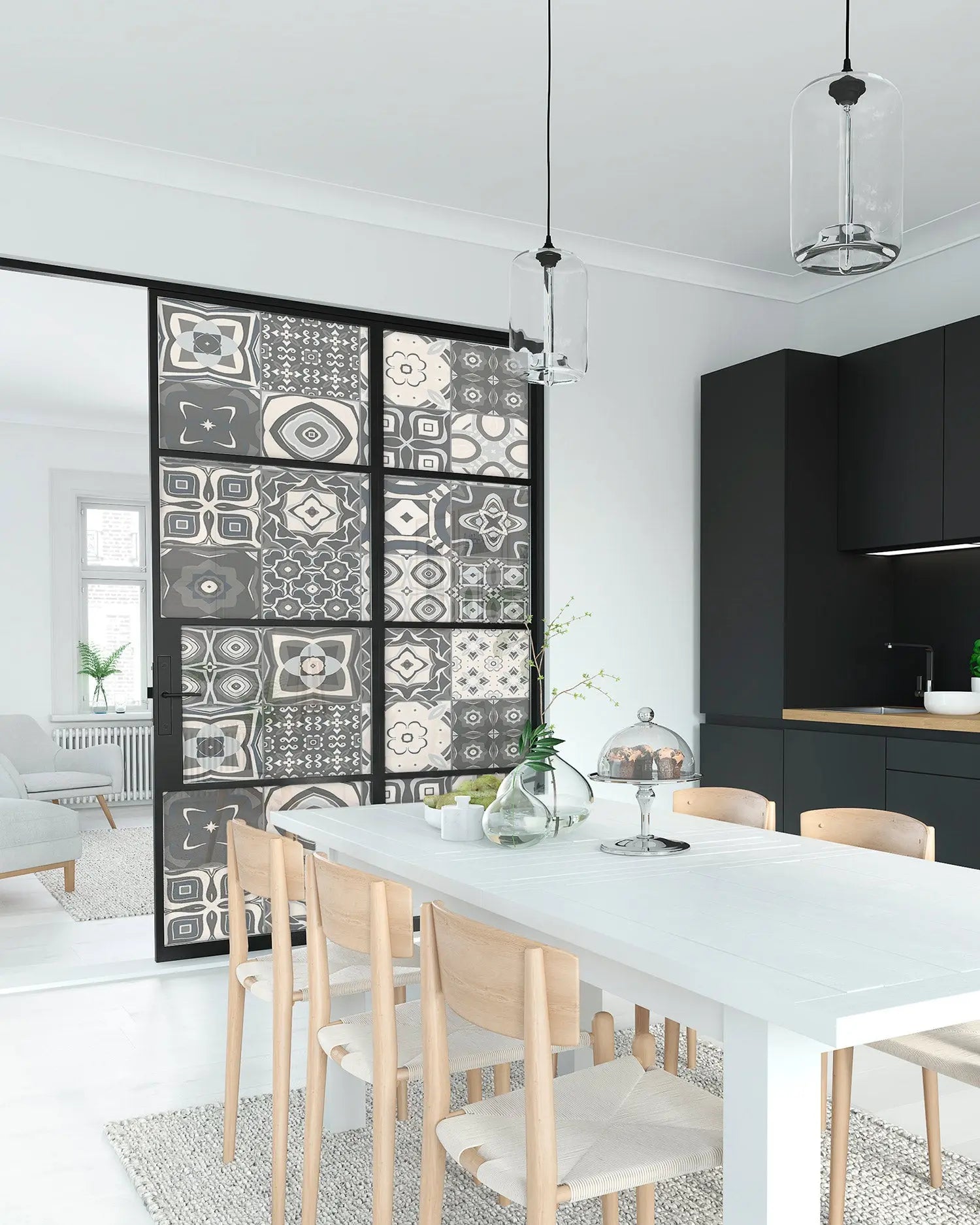 Vinilo para Ventanas Baldosa Hidráulico Gris freeshipping - Home and Living