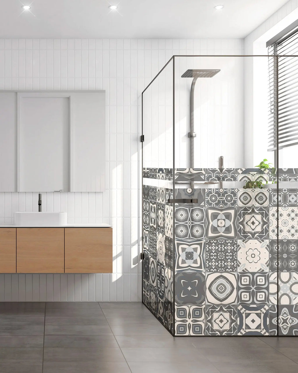 Vinilo para Ventanas Baldosa Hidráulico Gris freeshipping - Home and Living