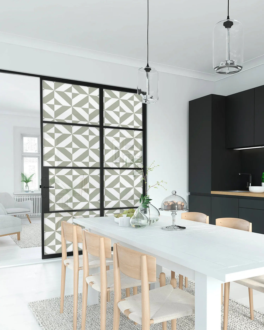 Vinilo para Ventanas Geometría Verde freeshipping - Home and Living