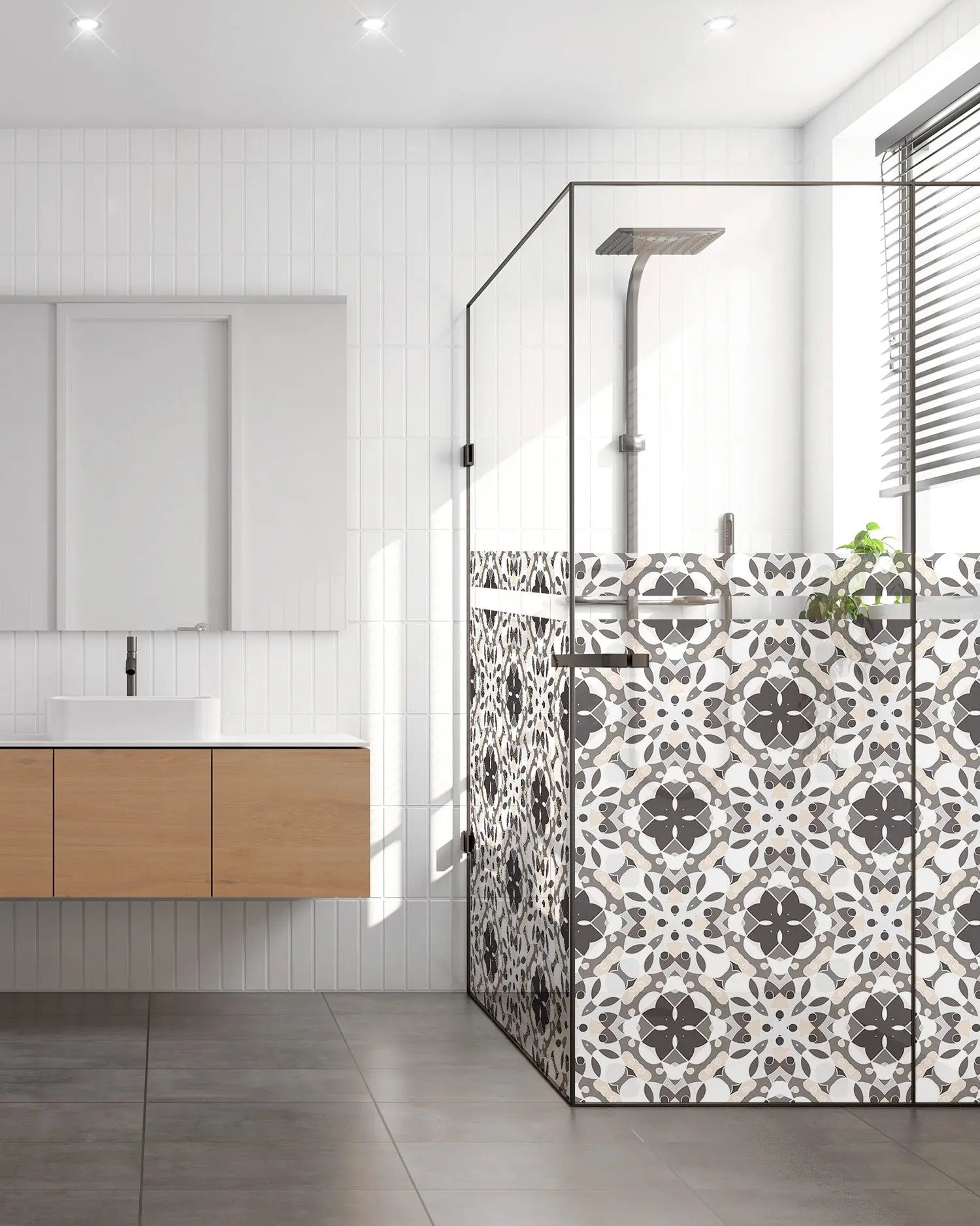 Vinilo para Ventanas Hidráulico Oriental Mosaico Gris freeshipping - Home and Living