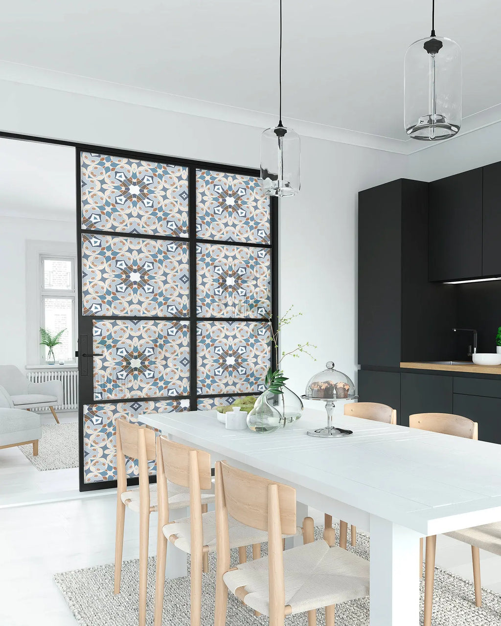 Vinilo para Ventanas Hidráulico Tipo Oriental Azul freeshipping - Home and Living