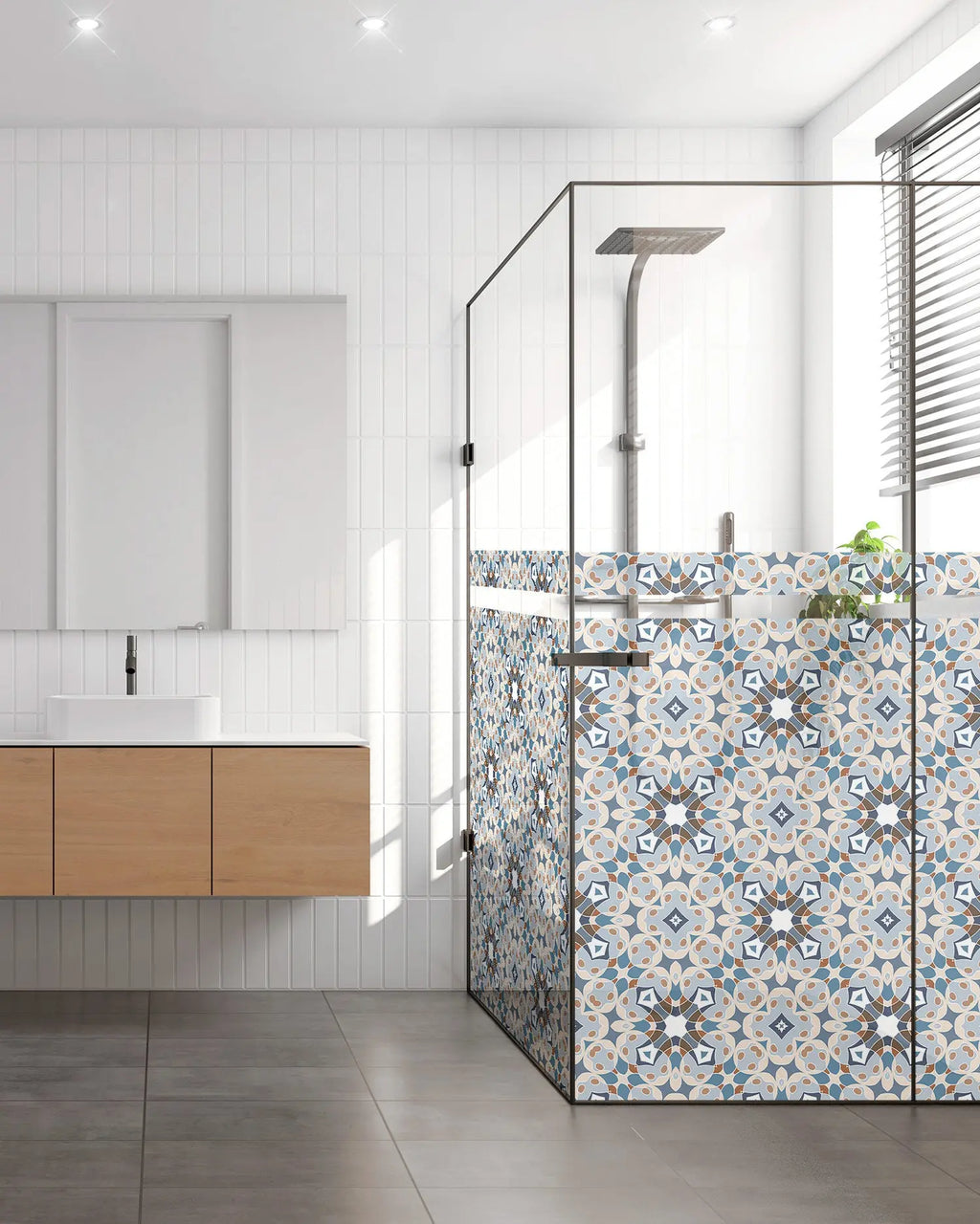 Vinilo para Ventanas Hidráulico Tipo Oriental Azul freeshipping - Home and Living