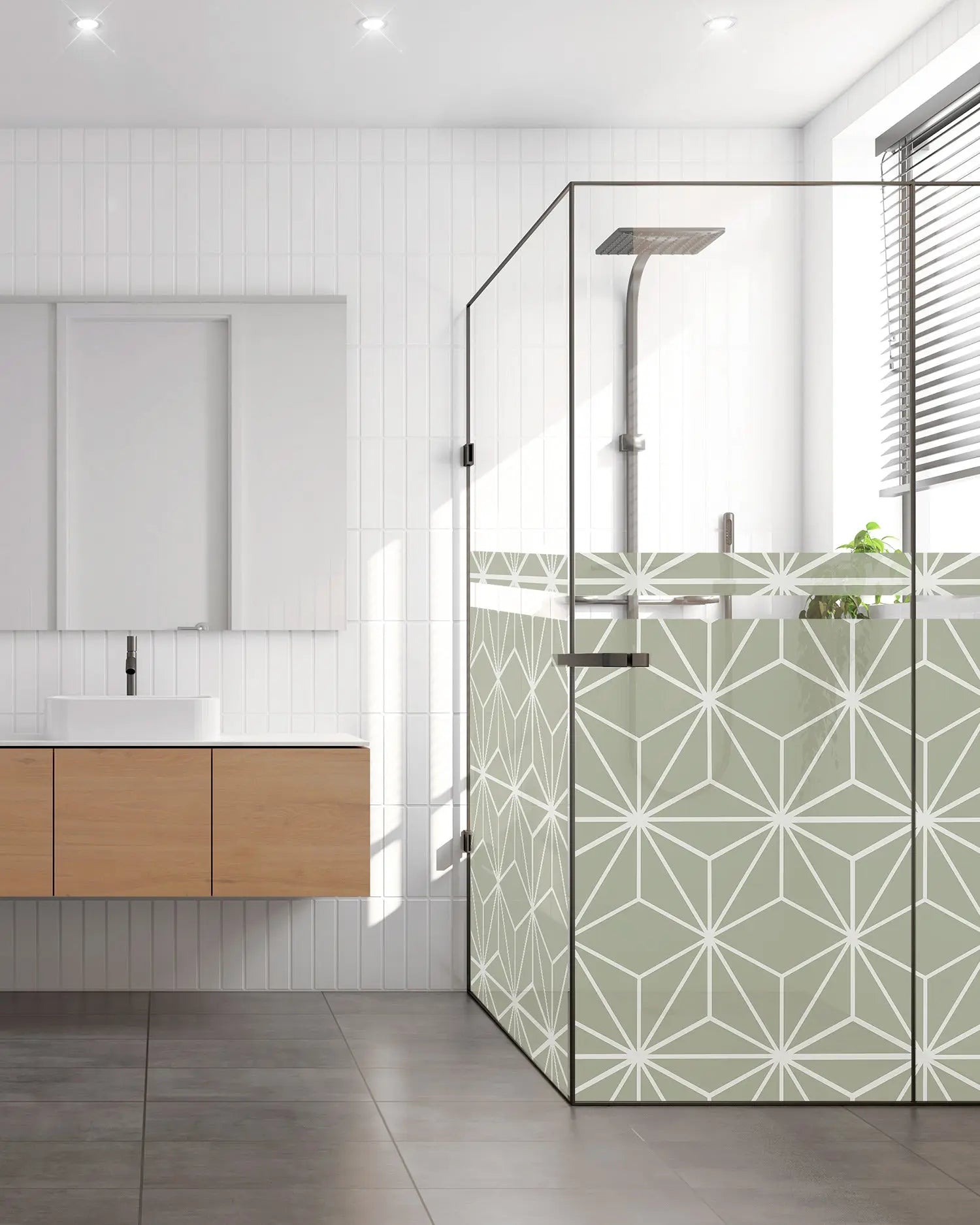 Vinilo para Ventanas Líneas Estrellas Verde freeshipping - Home and Living